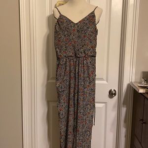 Greylin Silk Spaghetti Strap long pant length Romper Jumpsuit Size Medium